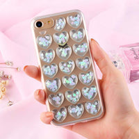 Luxury 3D Glitter Love Heart Peach Phone Cases For iphone 7 6 6s Plus Case Bling Transparent Clear Soft TPU GEL Back Cover Coque