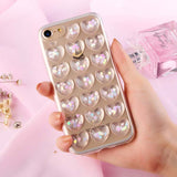 Luxury 3D Glitter Love Heart Peach Phone Cases For iphone 7 6 6s Plus Case Bling Transparent Clear Soft TPU GEL Back Cover Coque