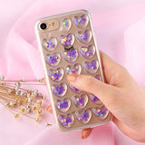 Luxury 3D Glitter Love Heart Peach Phone Cases For iphone 7 6 6s Plus Case Bling Transparent Clear Soft TPU GEL Back Cover Coque