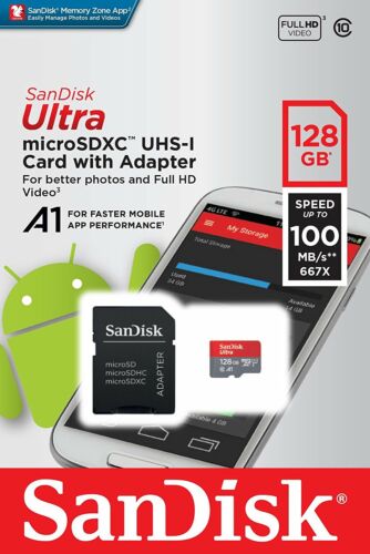 SanDisk micro SD Card with Adapter 128 GB